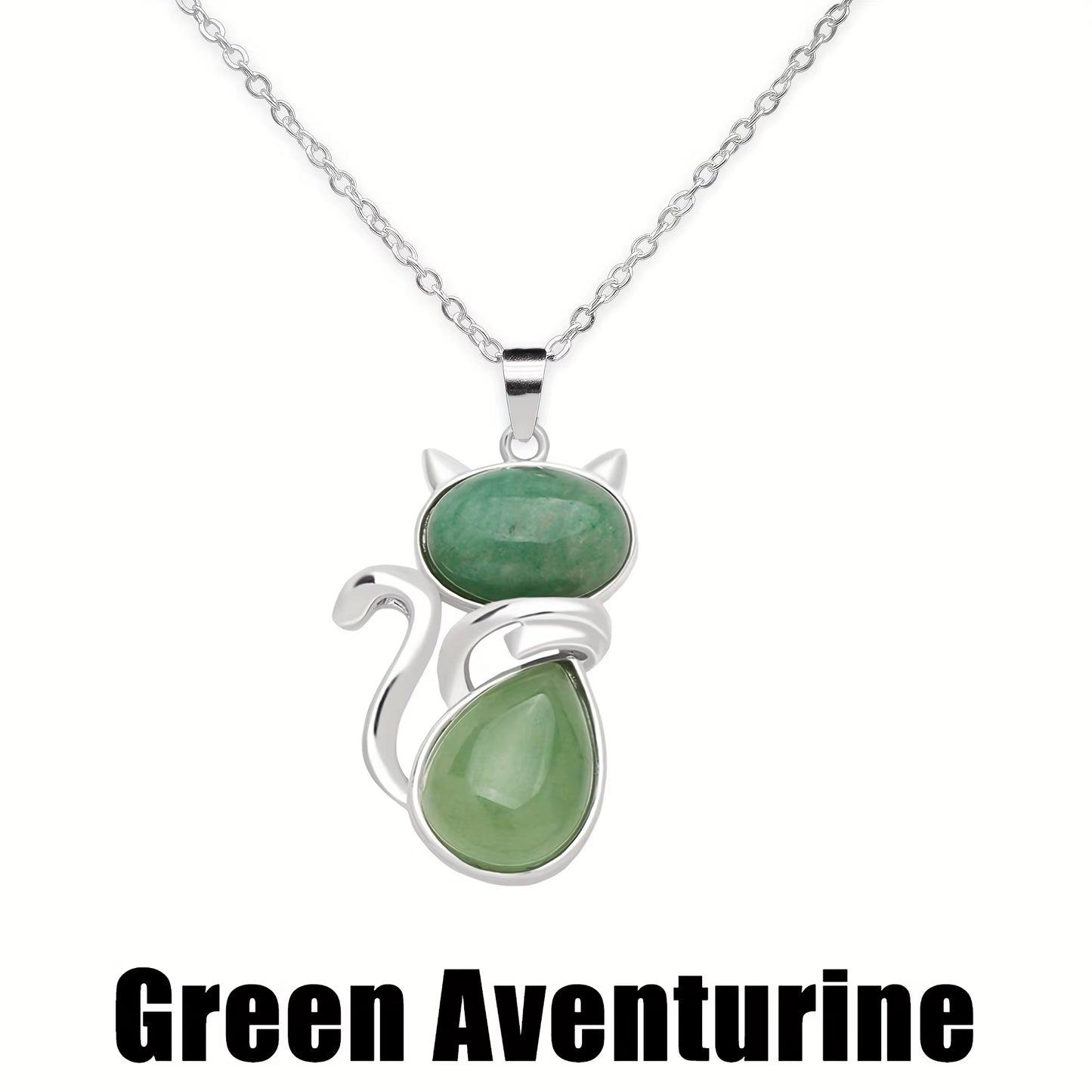 MystiCat™ Natural Crystal Cat Pendant – Protection, Peace, and Purrfect Charm