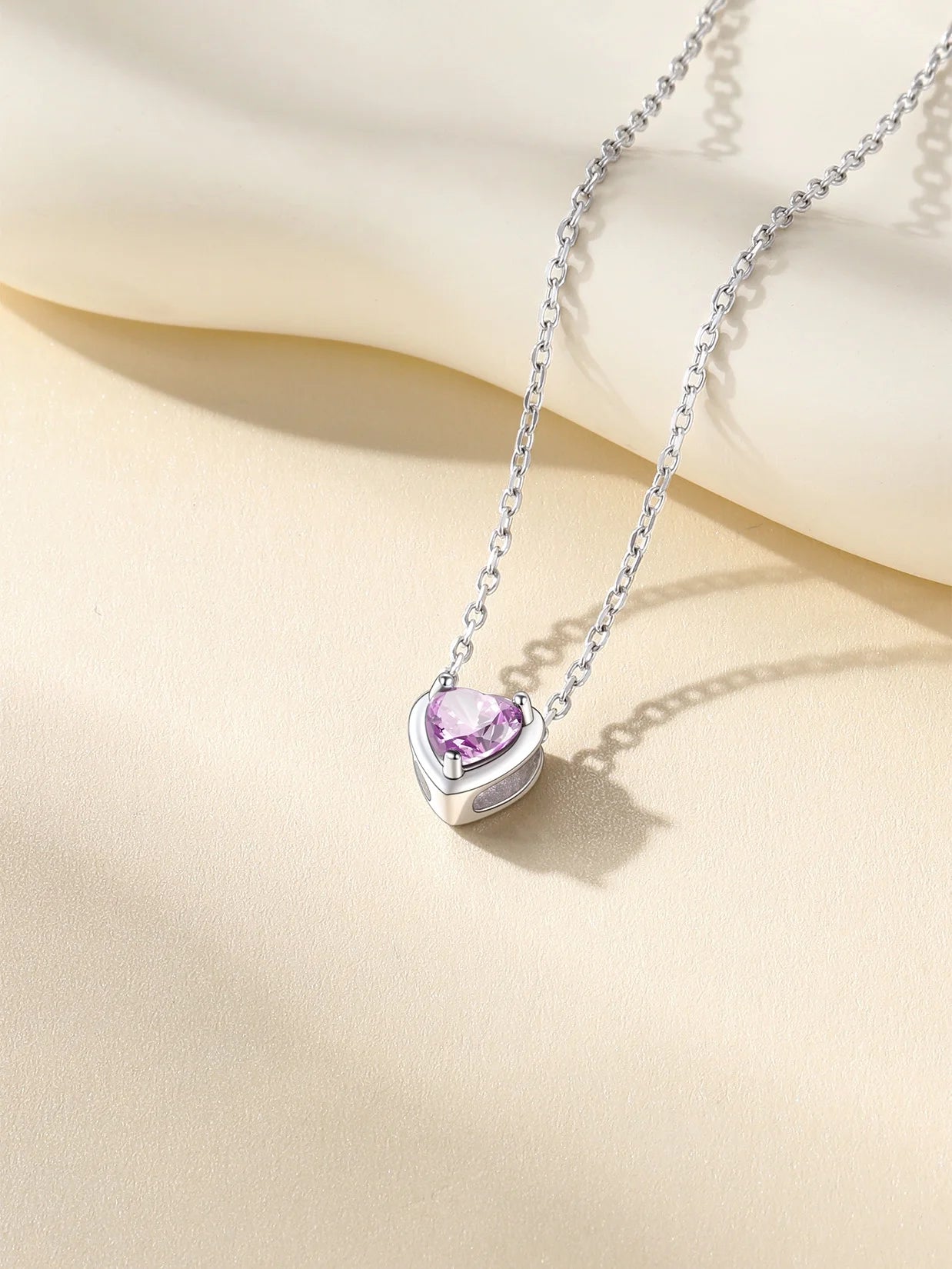 Women 925 Sterling Silver Birthstone Love Heart Necklace, Birthday Valentines Gift
